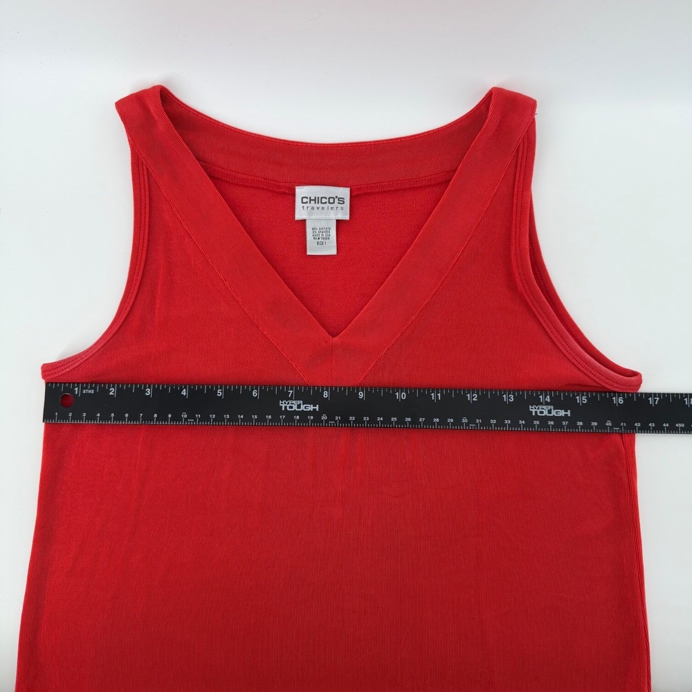 Chico's Women's Red Embellished Button Front Jacket and Tank Set - Picture 3 of 16